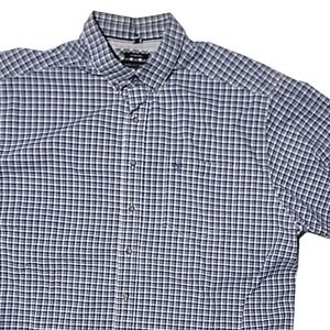 Ariat Pro Series Stretch Men's XXL Short Sleeve Blue White Check Shirt Vented